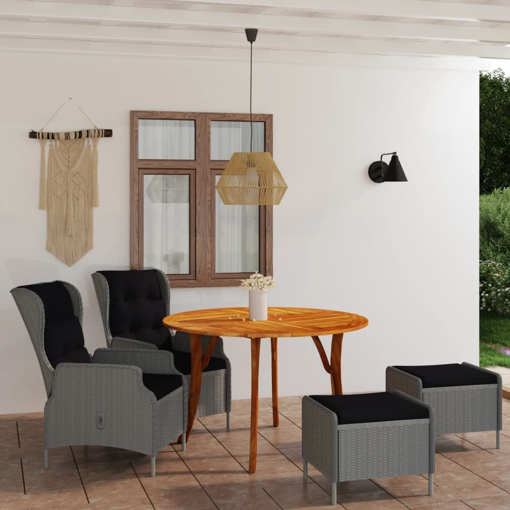5 Piece Patio Dining Set Dark Gray