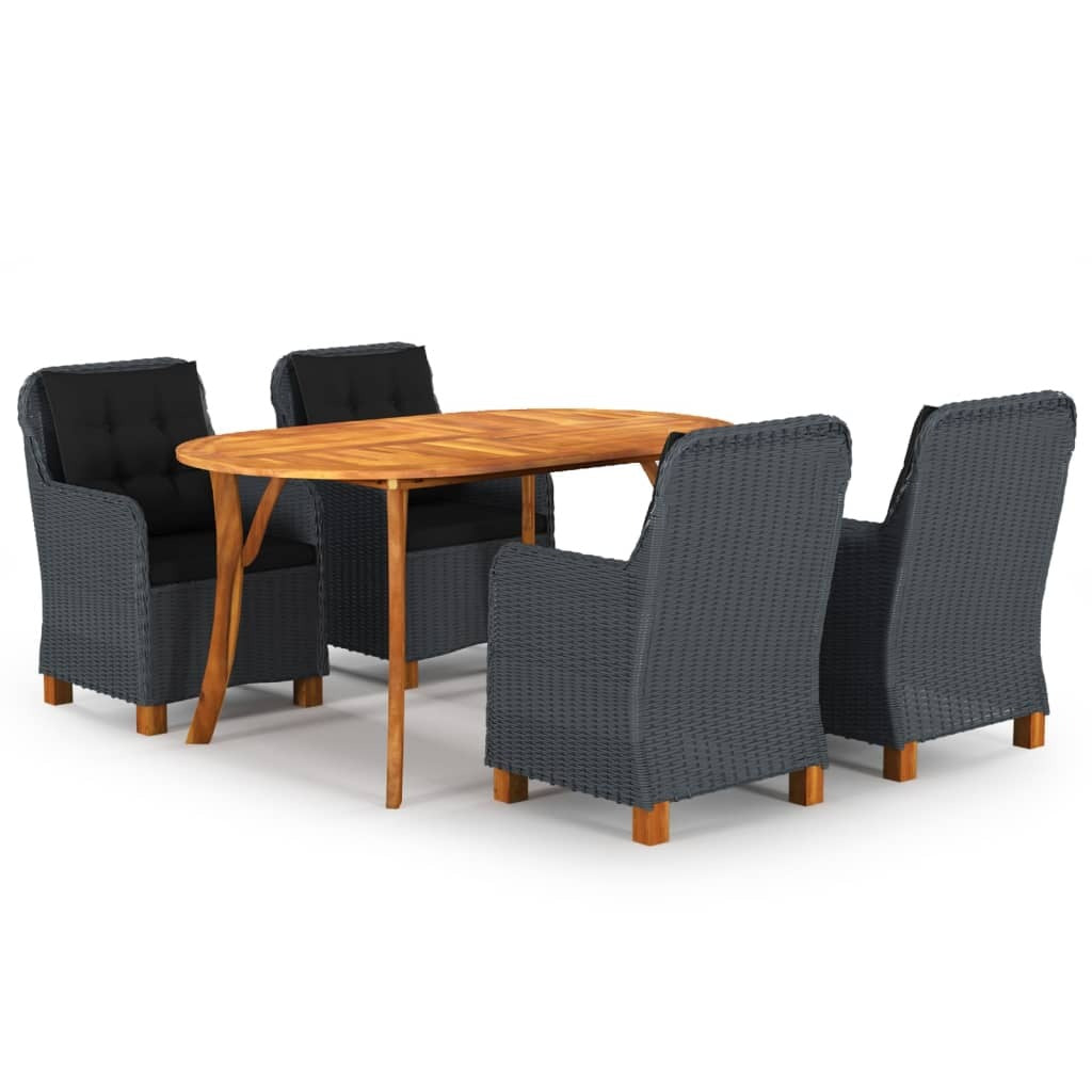 5 Piece Patio Dining Set Dark Gray