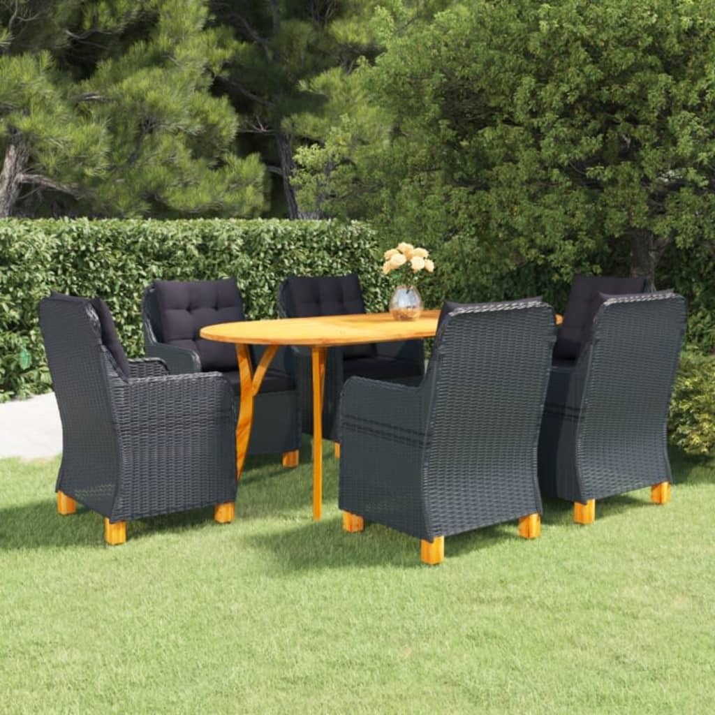 7 Piece Patio Dining Set Dark Gray