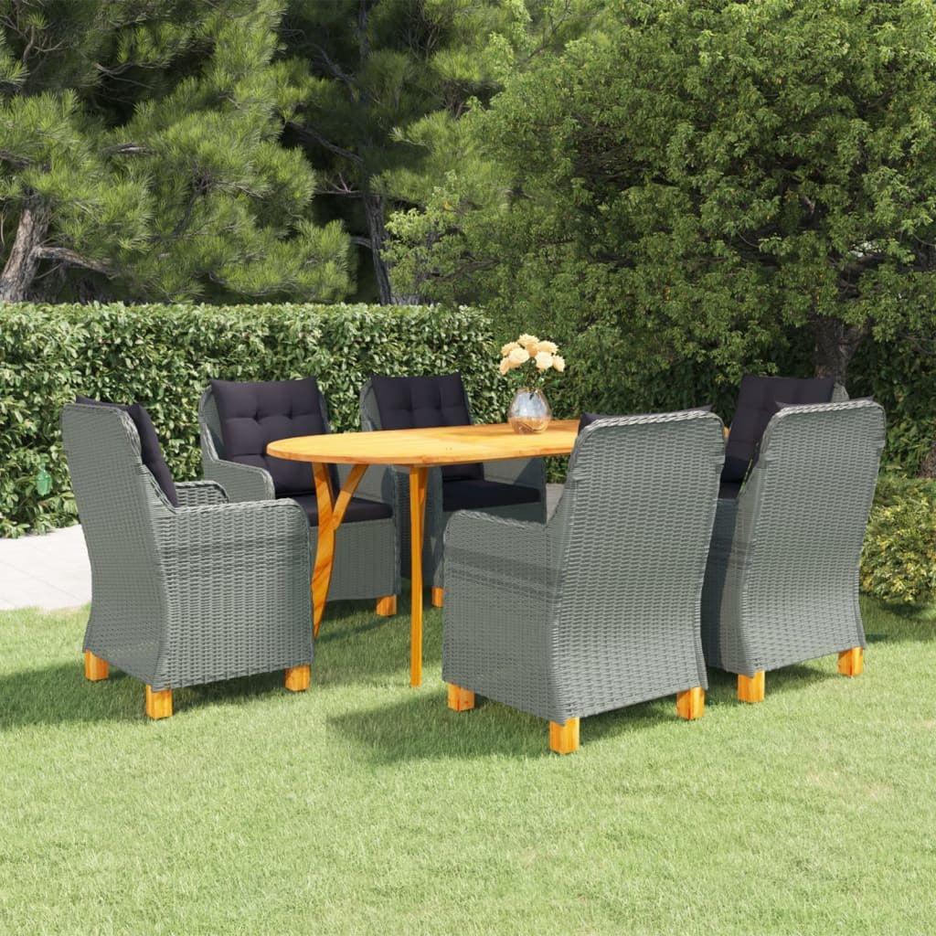 7 Piece Patio Dining Set Light Gray