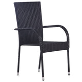 5 Piece Patio Dining Set Poly Rattan Black
