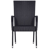5 Piece Patio Dining Set Poly Rattan Black