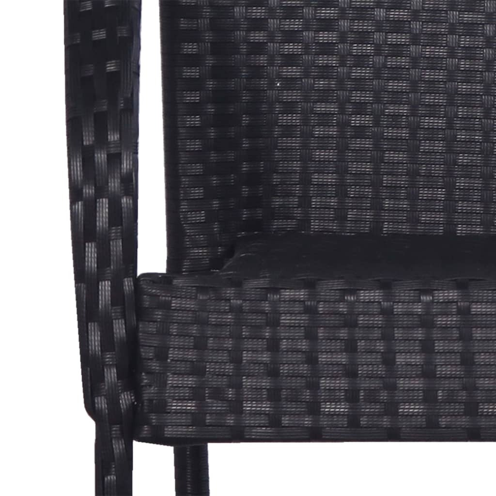 5 Piece Patio Dining Set Poly Rattan Black