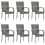 7 Piece Patio Dining Set Poly Rattan Gray