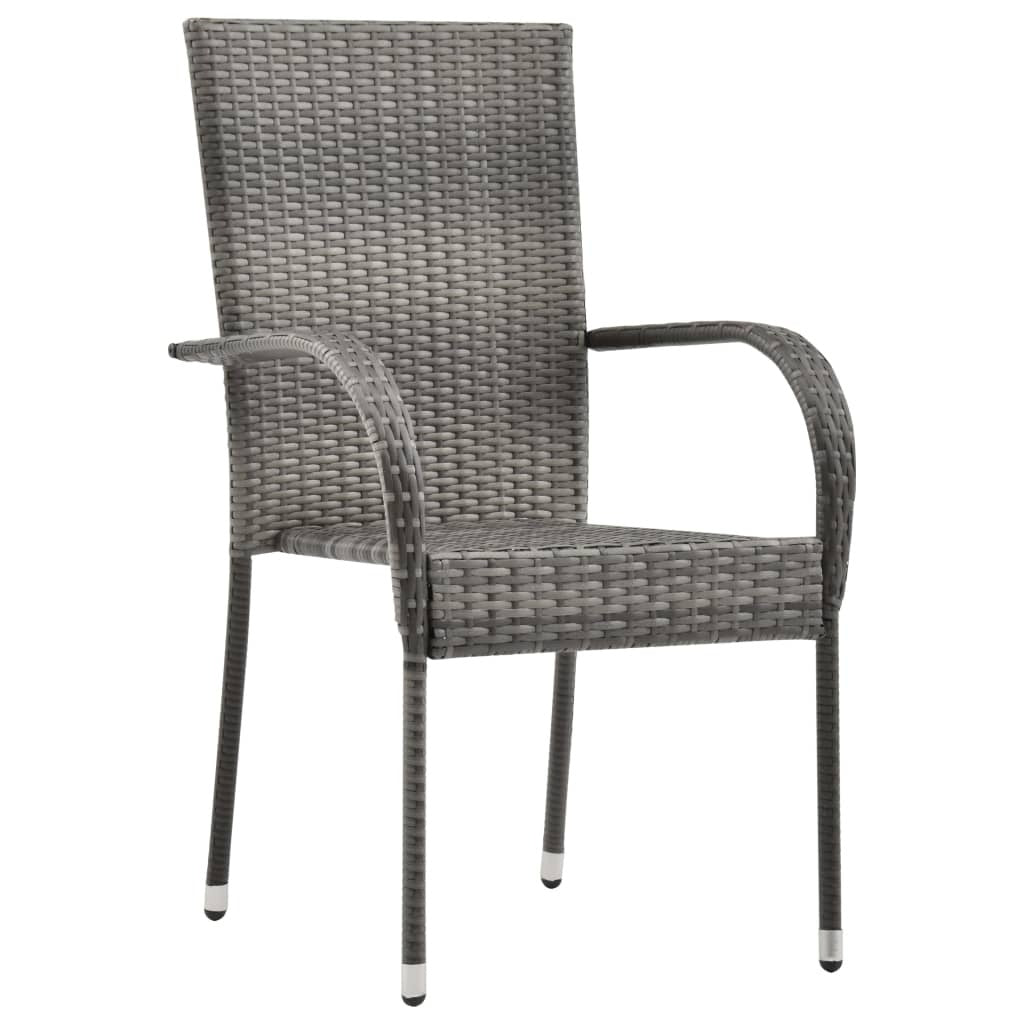 7 Piece Patio Dining Set Poly Rattan Gray