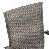 7 Piece Patio Dining Set Poly Rattan Gray