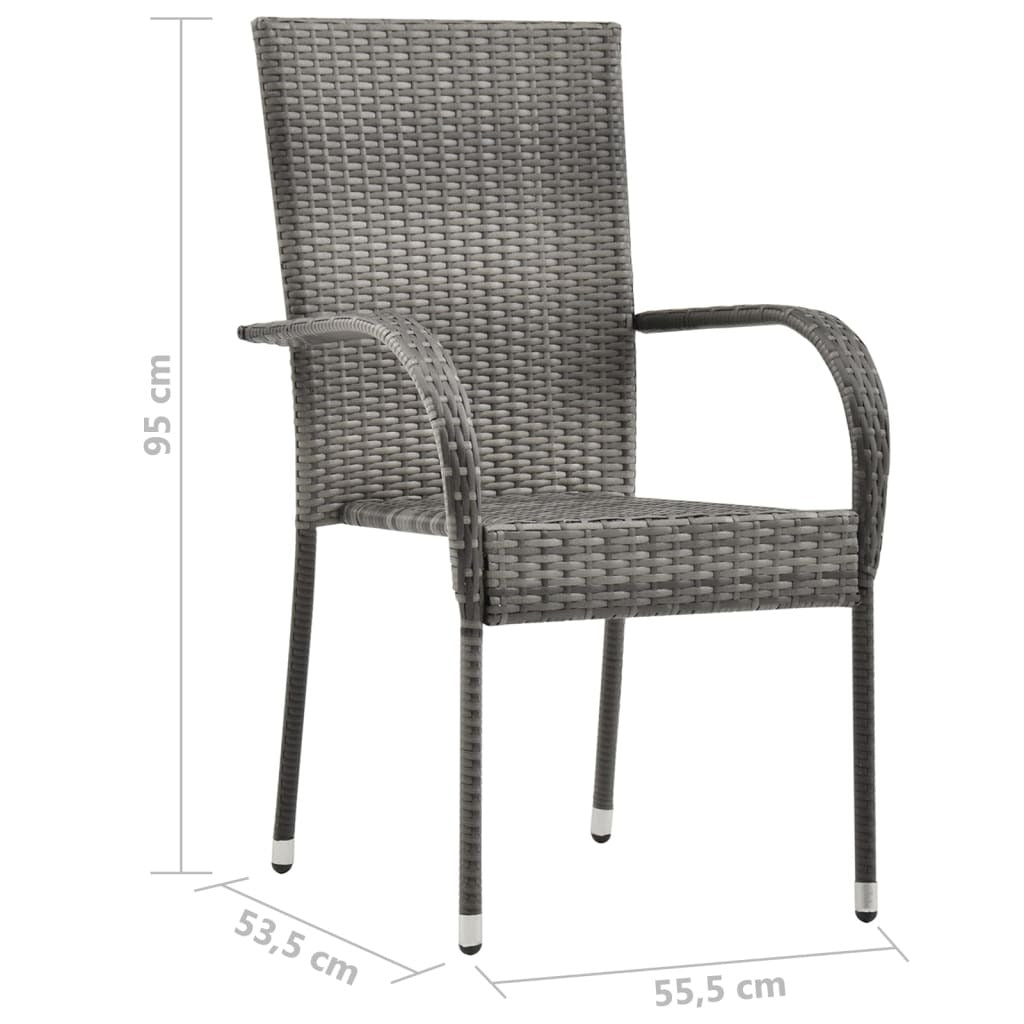 7 Piece Patio Dining Set Poly Rattan Gray