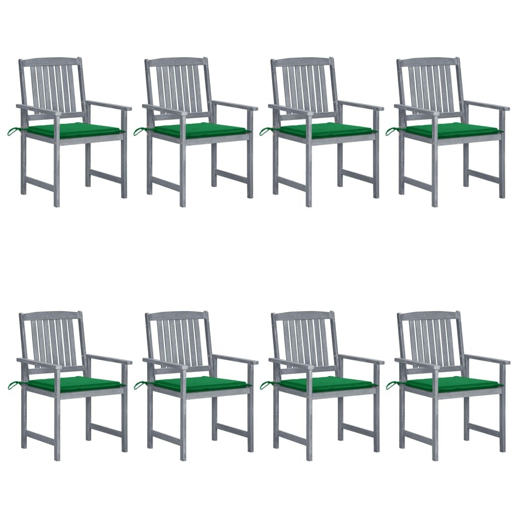 Patio Chairs with Cushions 8 pcs Solid Acacia Wood Gray