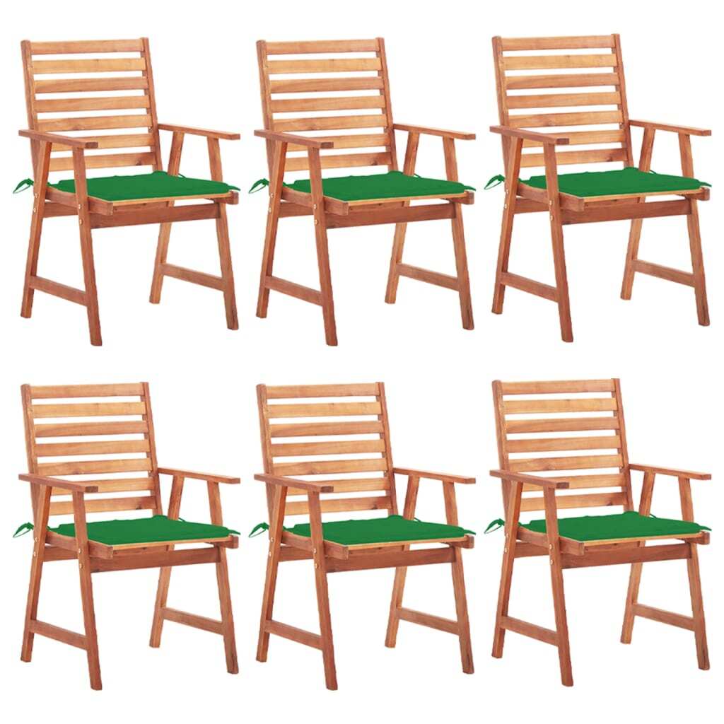 Patio Dining Chairs 6 pcs with Cushions Solid Acacia Wood