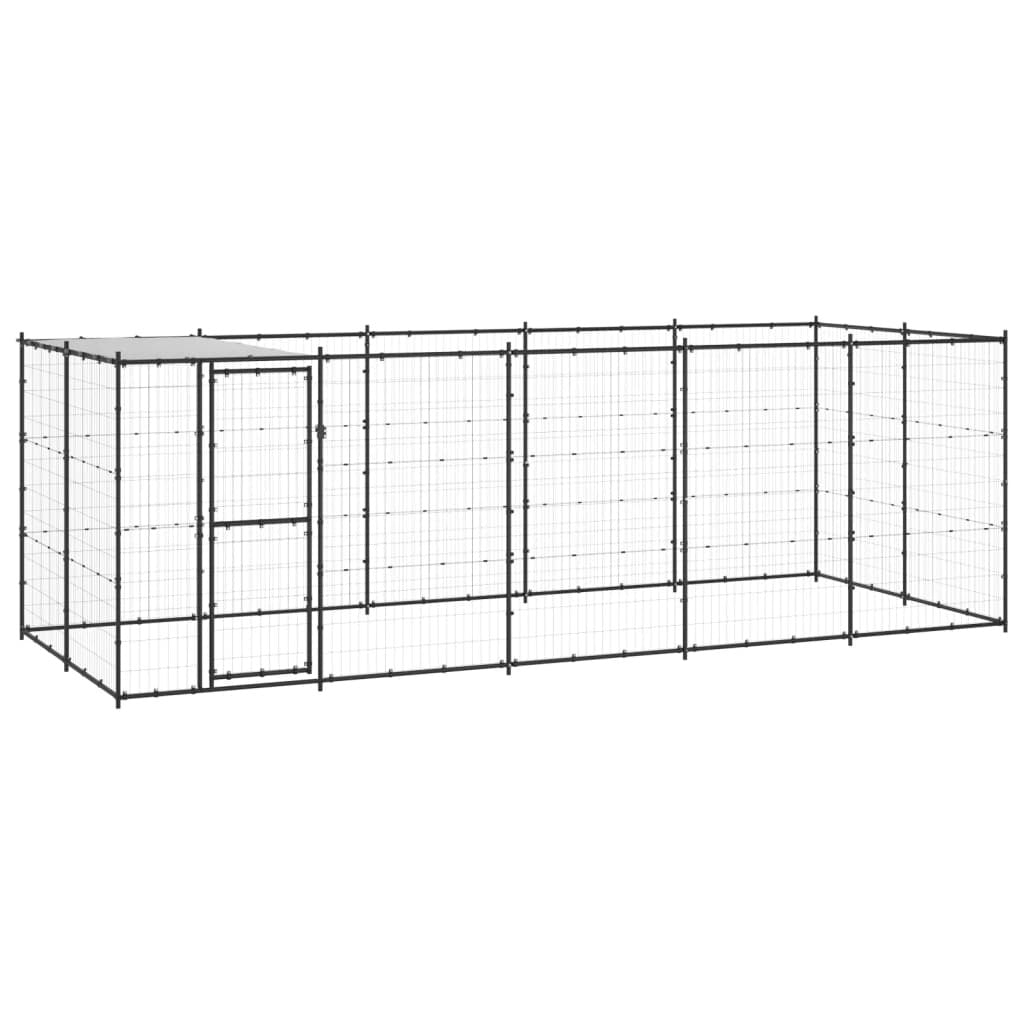 Outdoor Dog Kennel Steel with Roof 130.2 ft²