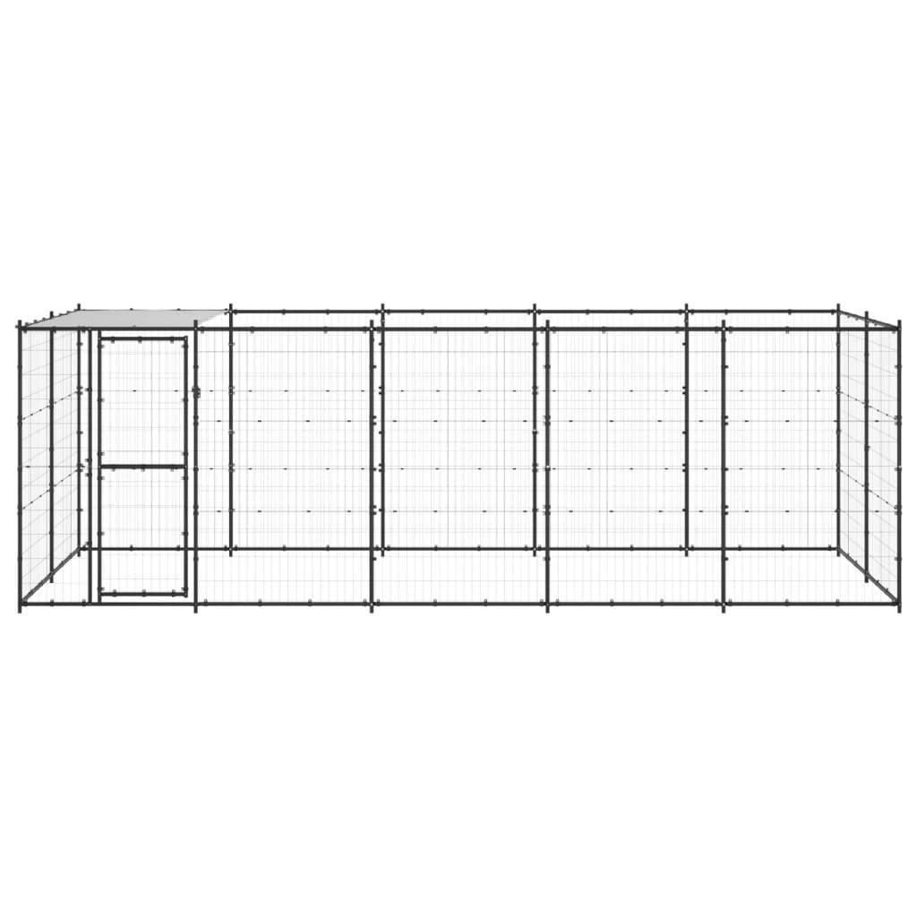 Outdoor Dog Kennel Steel with Roof 130.2 ft²
