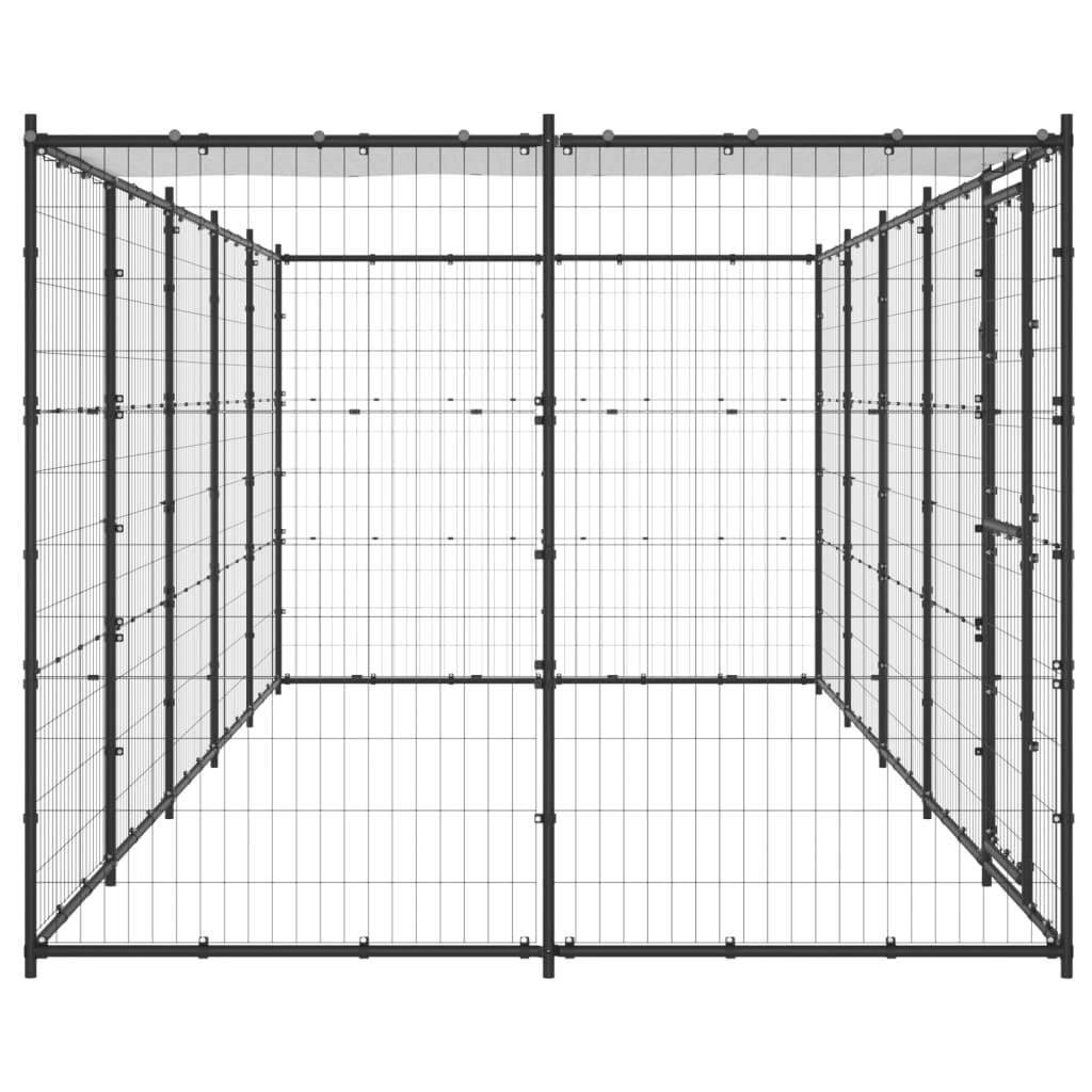Outdoor Dog Kennel Steel with Roof 130.2 ft²