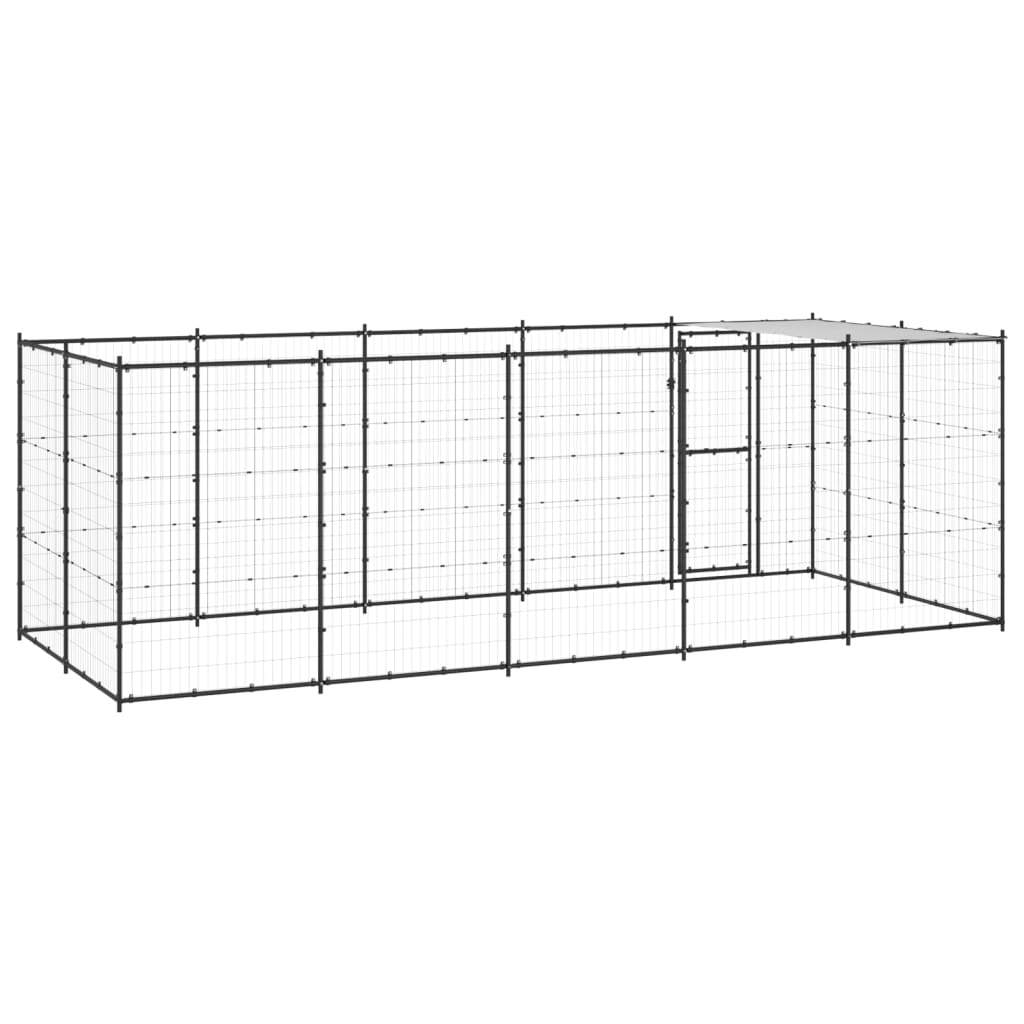 Outdoor Dog Kennel Steel with Roof 130.2 ft²