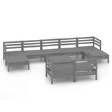 10 Piece Patio Lounge Set Gray Solid Pinewood
