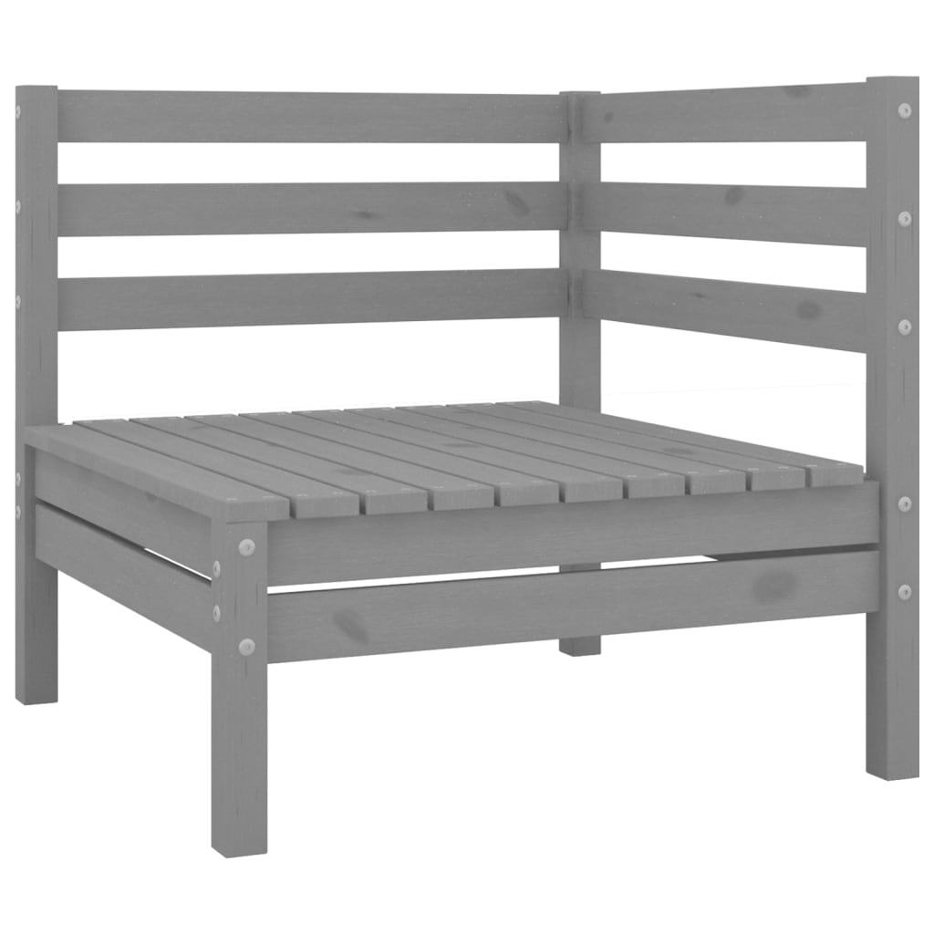 10 Piece Patio Lounge Set Gray Solid Pinewood