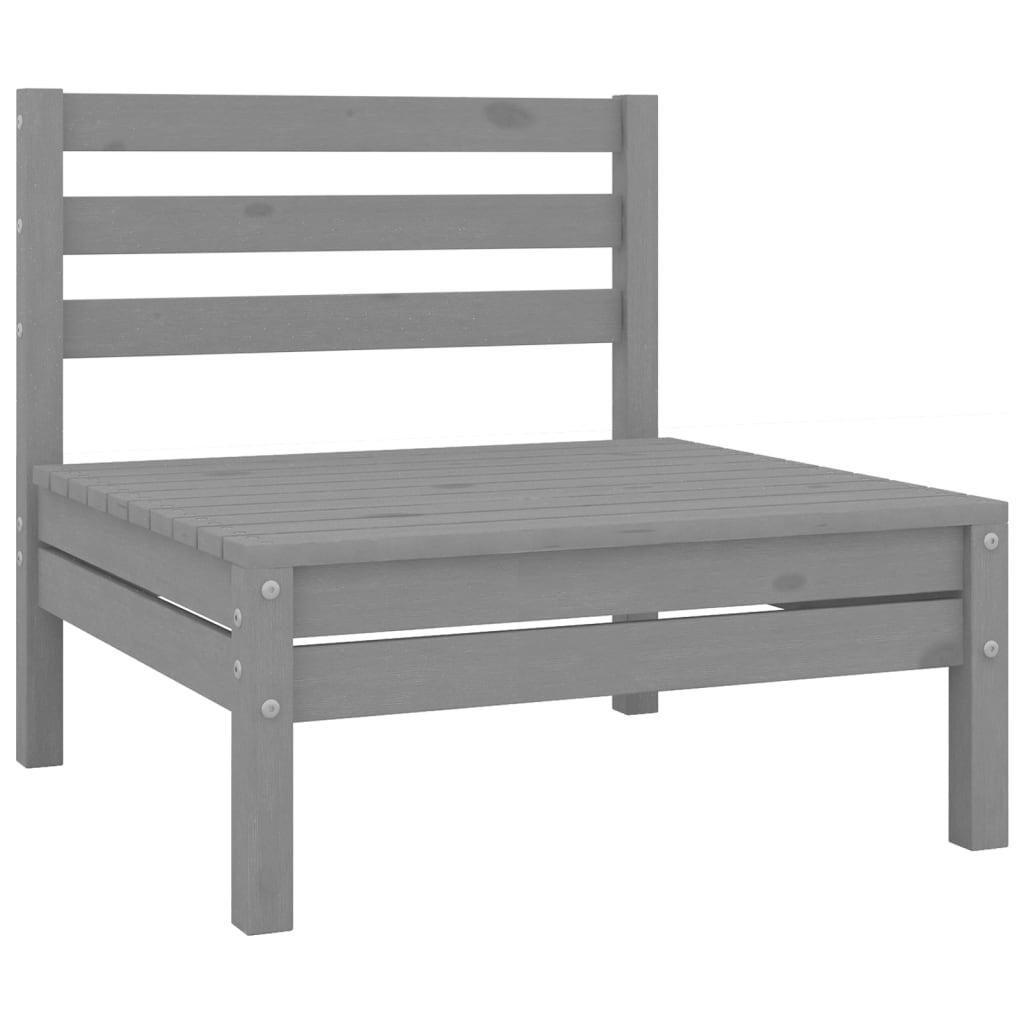 10 Piece Patio Lounge Set Gray Solid Pinewood