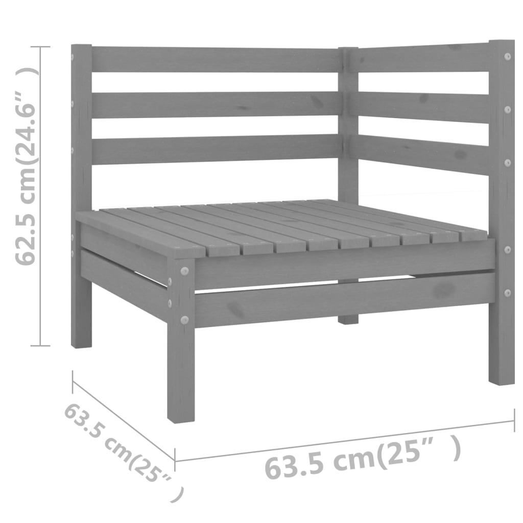 10 Piece Patio Lounge Set Gray Solid Pinewood