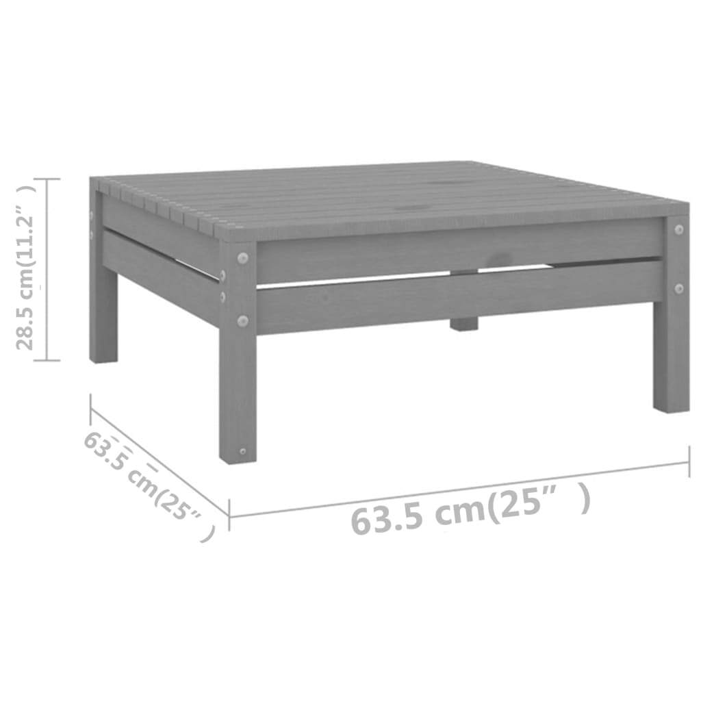 10 Piece Patio Lounge Set Gray Solid Pinewood