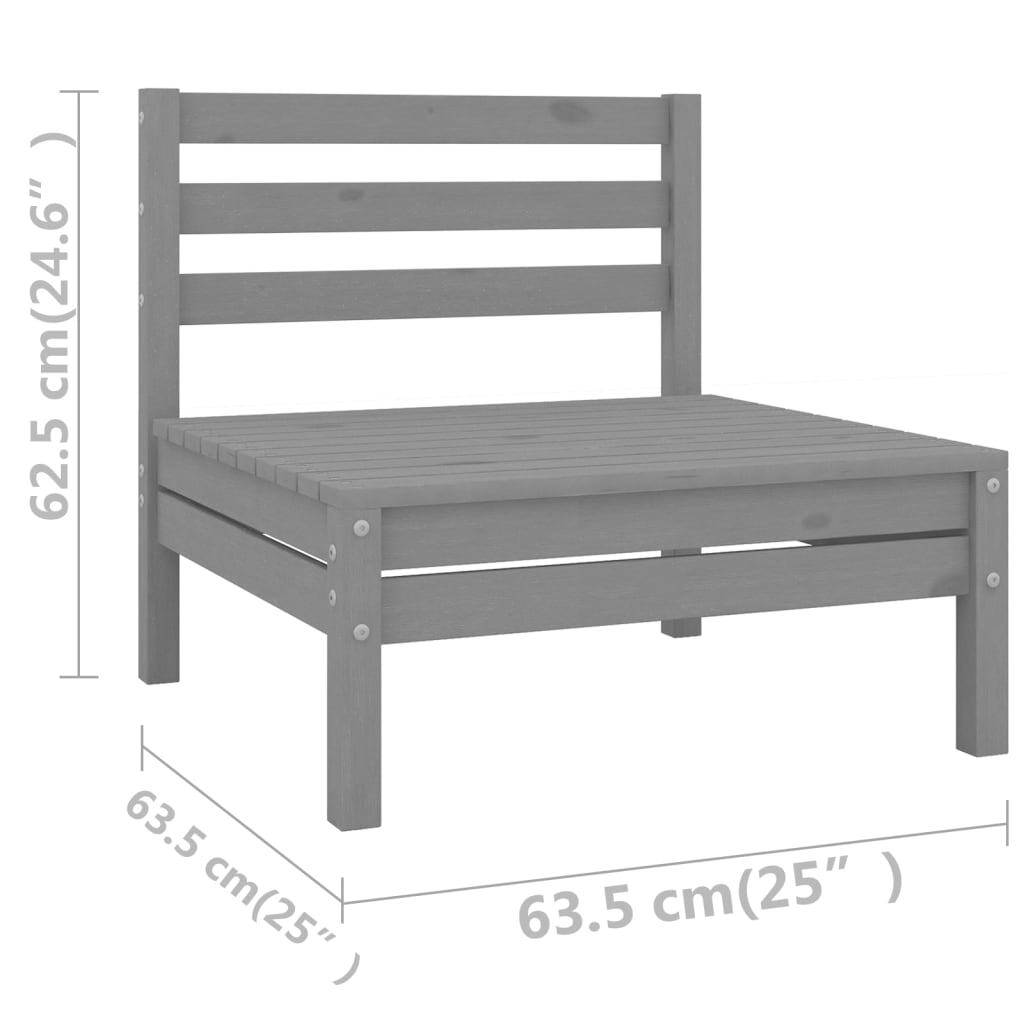 10 Piece Patio Lounge Set Gray Solid Pinewood