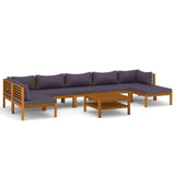 8 Piece Patio Lounge Set with Cushion Solid Acacia Wood