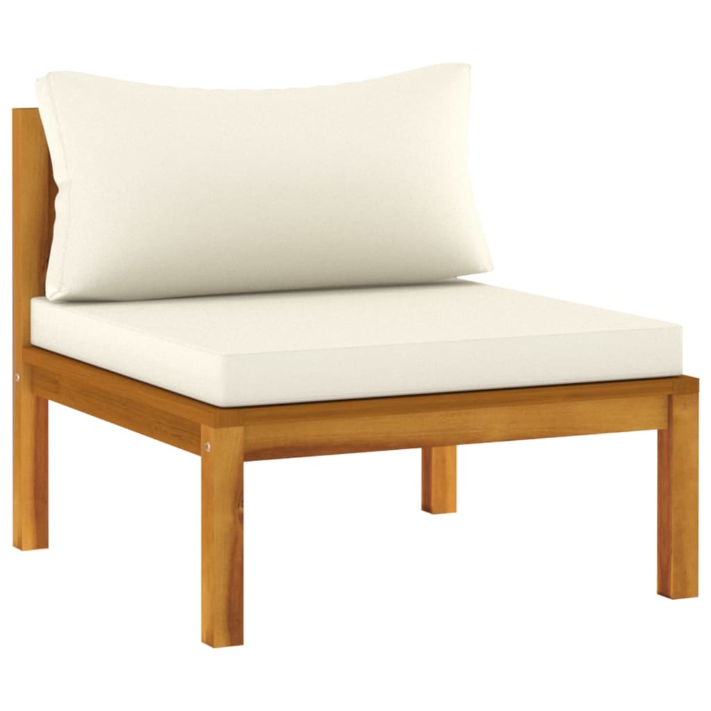 10 Piece Patio Lounge Set with Cream Cushion Solid Acacia Wood