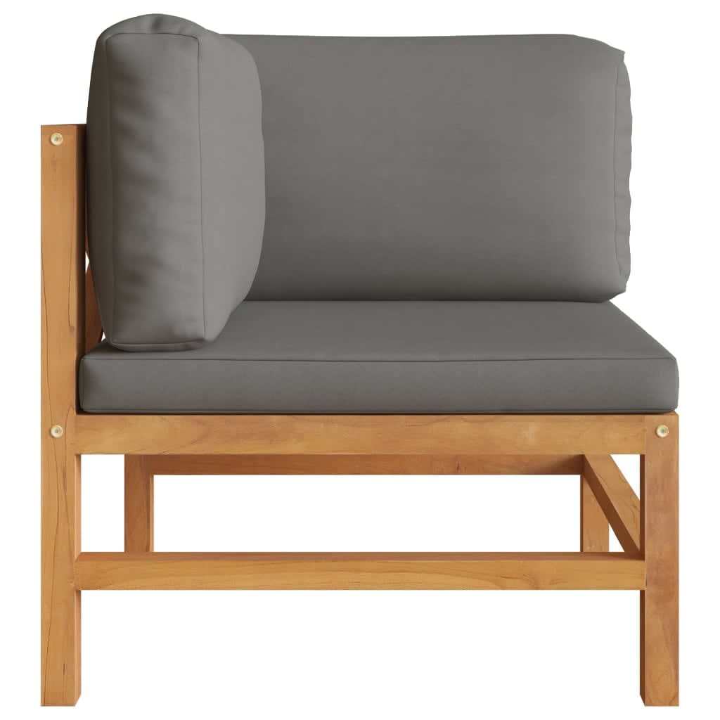 2-Seater Patio Sofa with Gray Cushions Solid Teak Wood