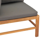 2-Seater Patio Sofa with Gray Cushions Solid Teak Wood
