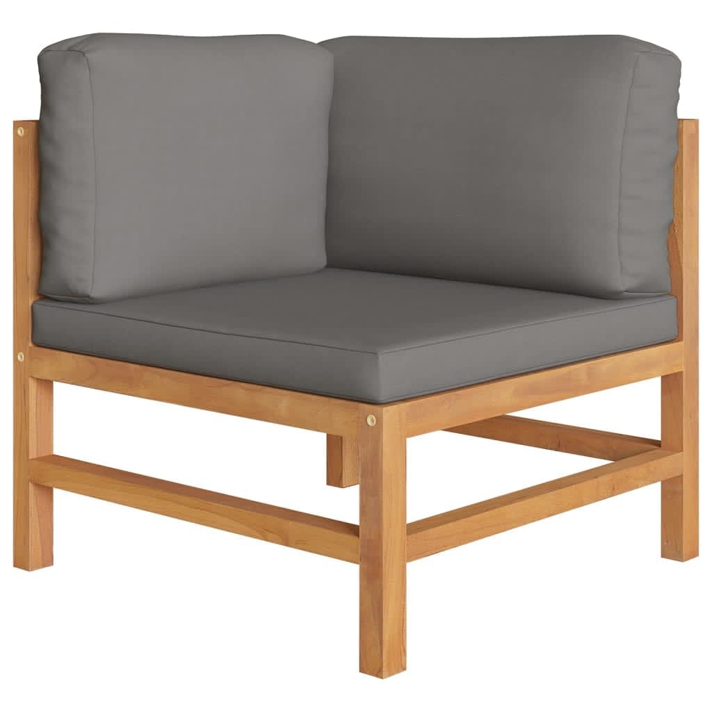 3-Seater Patio Sofa with Gray Cushions Solid Teak Wood