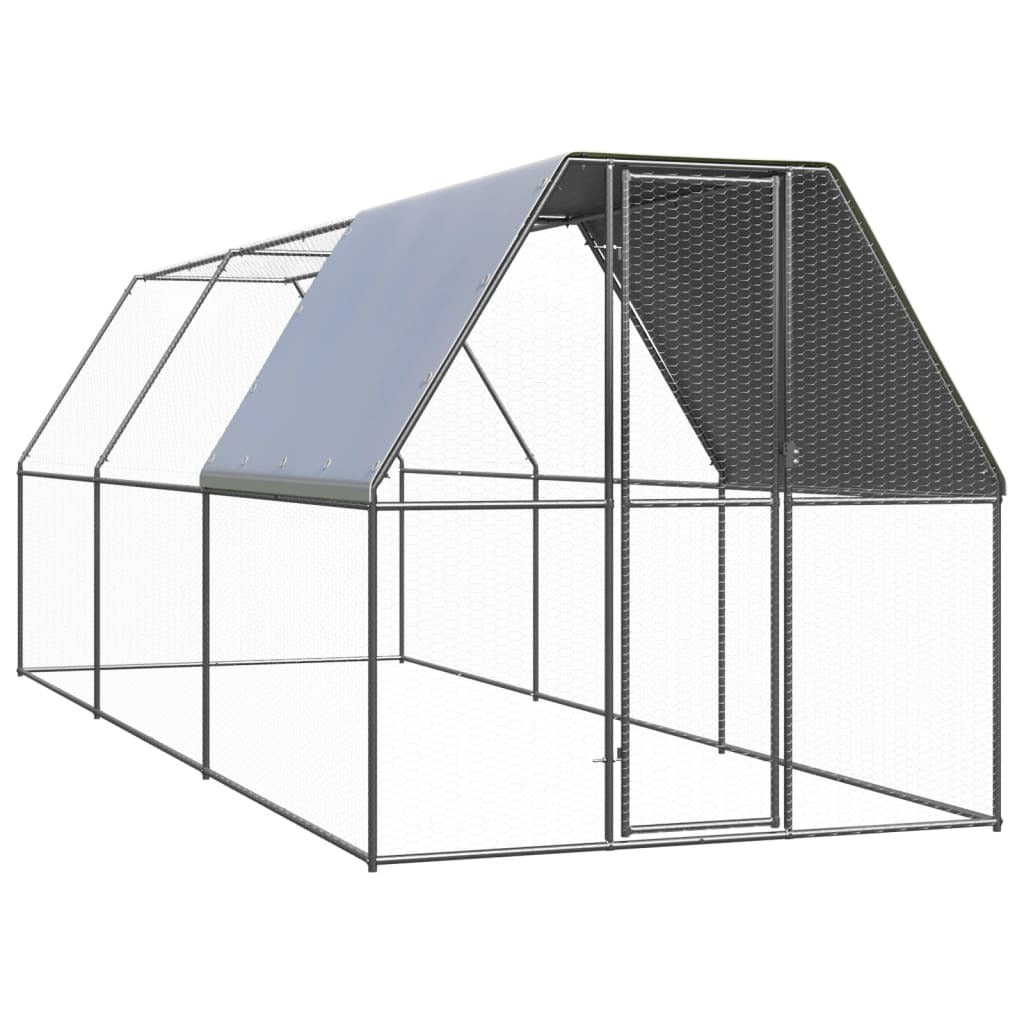 Outdoor Chicken Cage 6.6'x19.7'x6.6'Galvanized Steel