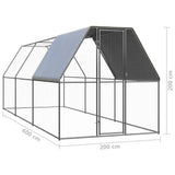 Outdoor Chicken Cage 6.6'x19.7'x6.6'Galvanized Steel