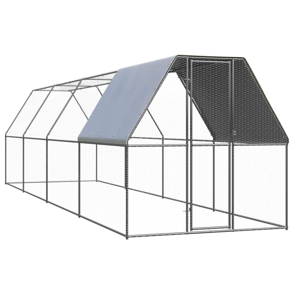 Outdoor Chicken Cage 6.6'x26.2'x6.6'Galvanized Steel