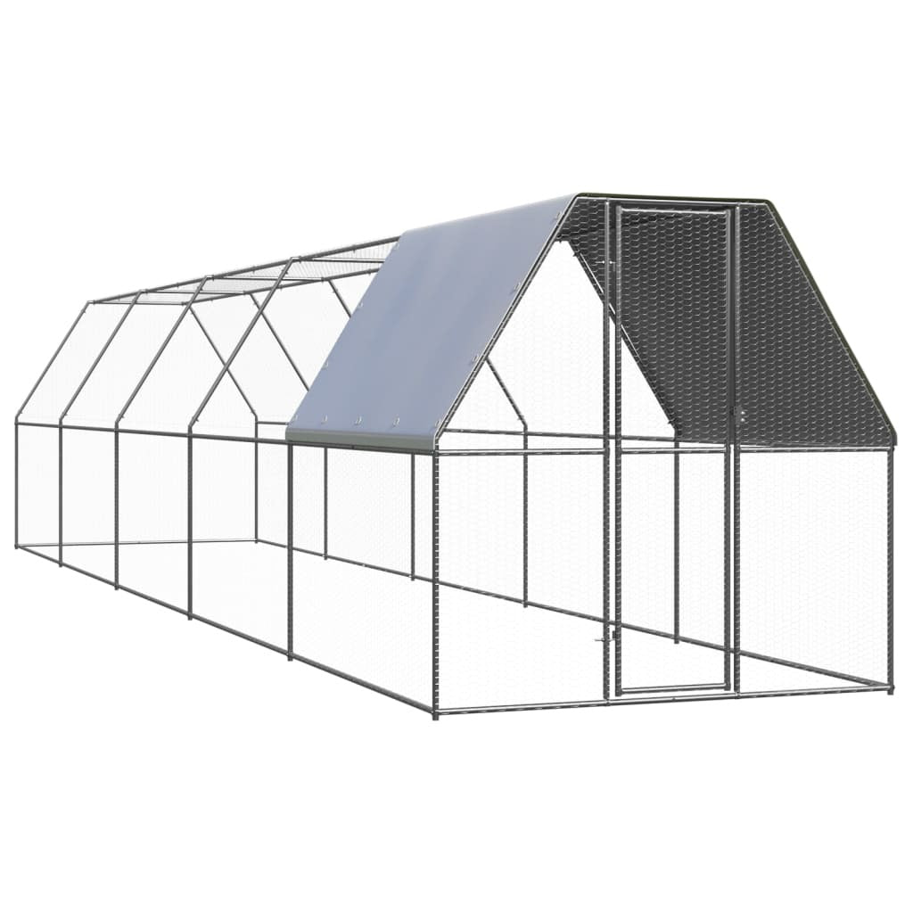 Outdoor Chicken Cage 6.6'x32.8'x6.6'Galvanized Steel