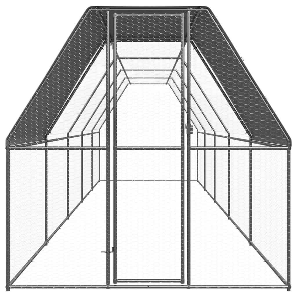 Outdoor Chicken Cage 6.6'x32.8'x6.6'Galvanized Steel