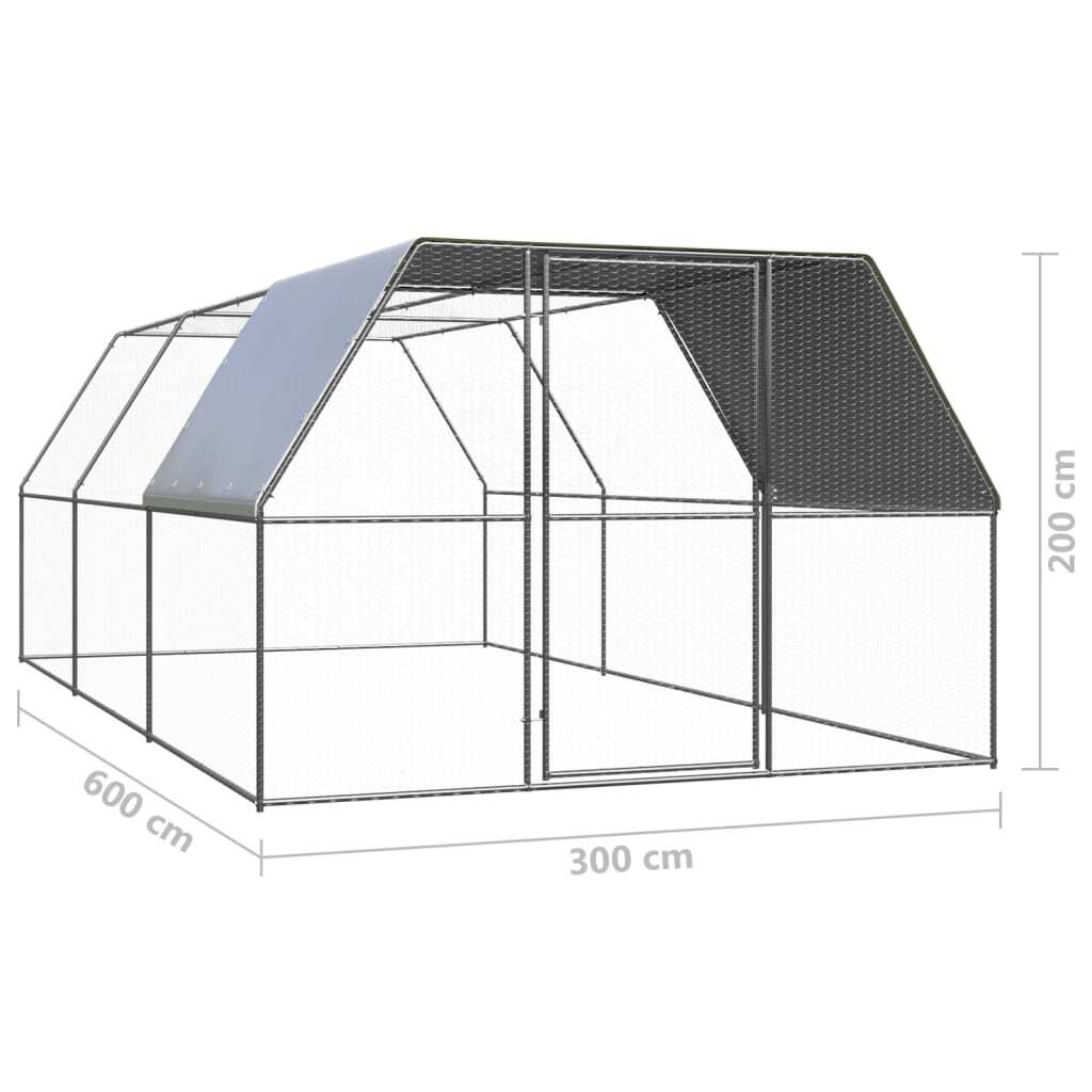 Outdoor Chicken Cage 9.8'x19.7'x6.6'Galvanized Steel
