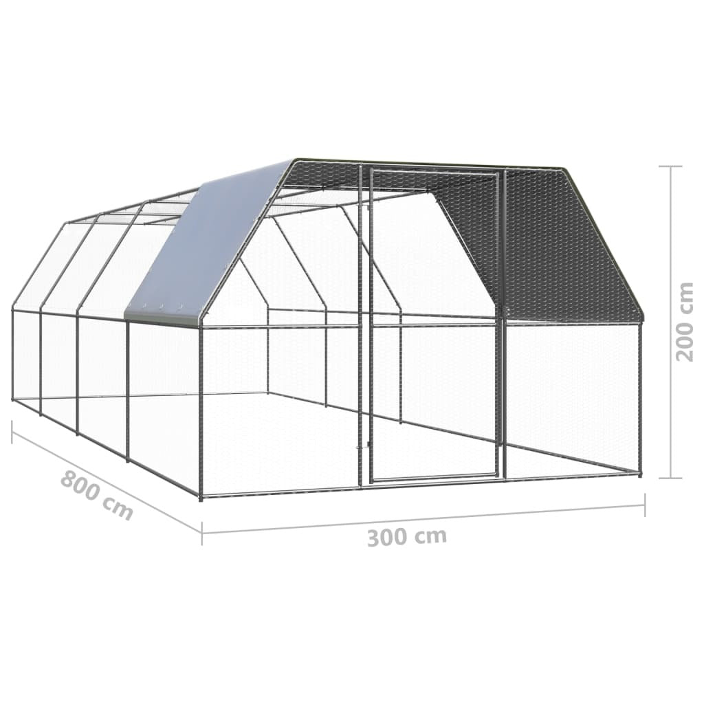 Outdoor Chicken Cage 9.8'x26.2'x6.6'Galvanized Steel