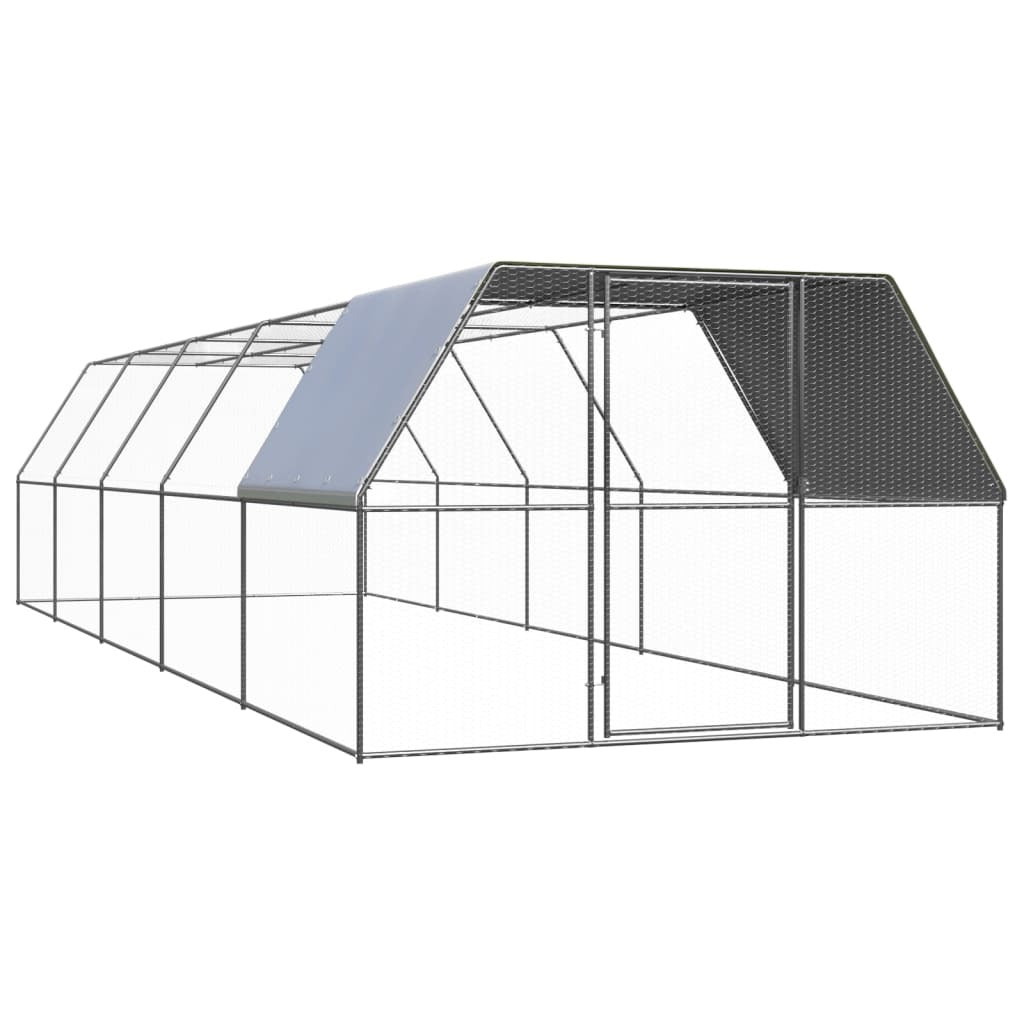 Outdoor Chicken Cage 9.8'x32.8'x6.6'Galvanized Steel