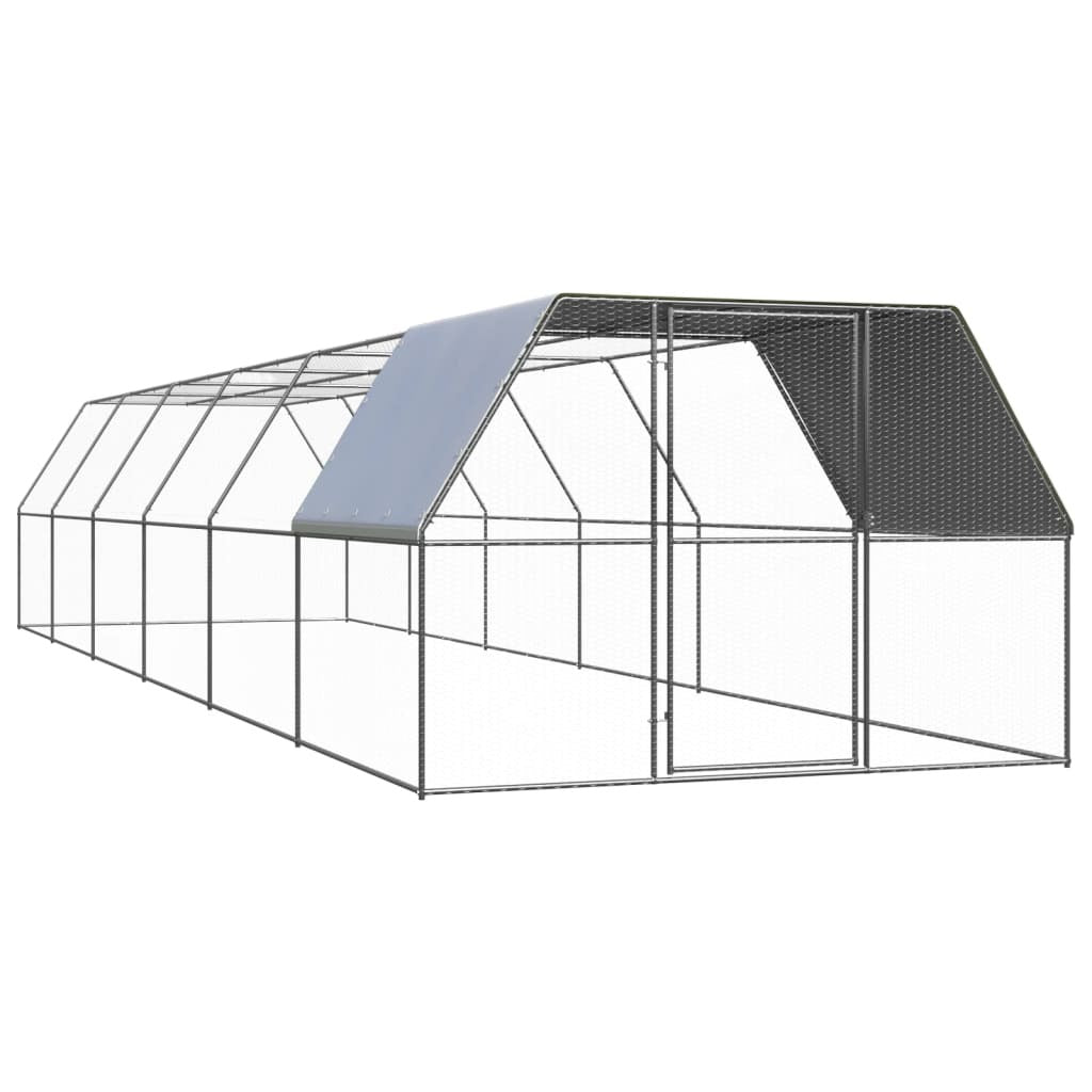 Outdoor Chicken Cage 9.8'x39.4'x6.6'Galvanized Steel