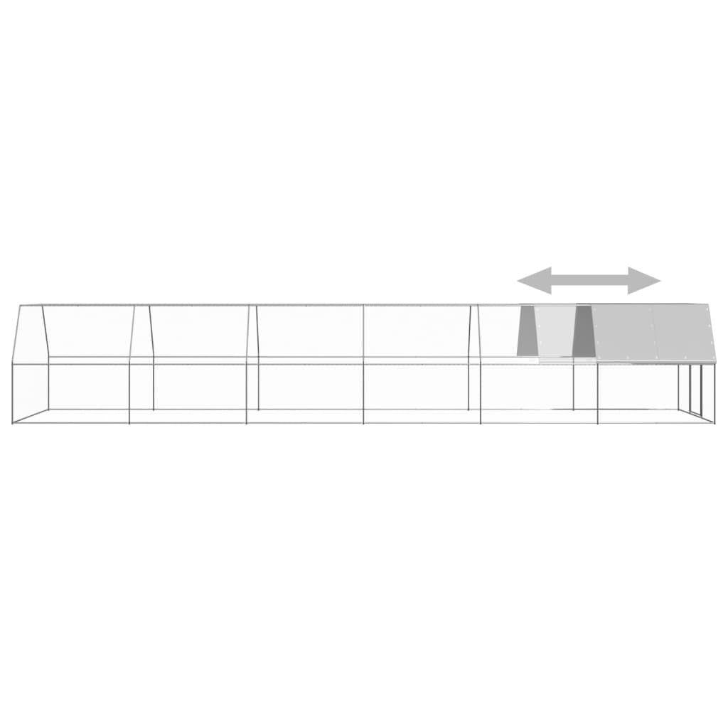 Outdoor Chicken Cage 9.8'x39.4'x6.6'Galvanized Steel