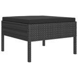 6 Piece Patio Lounge Set with Cushions Poly Rattan Black