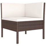 6 Piece Patio Lounge Set with Cushions Poly Rattan Brown