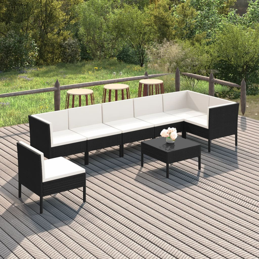 8 Piece Patio Lounge Set with Cushions Poly Rattan Brown