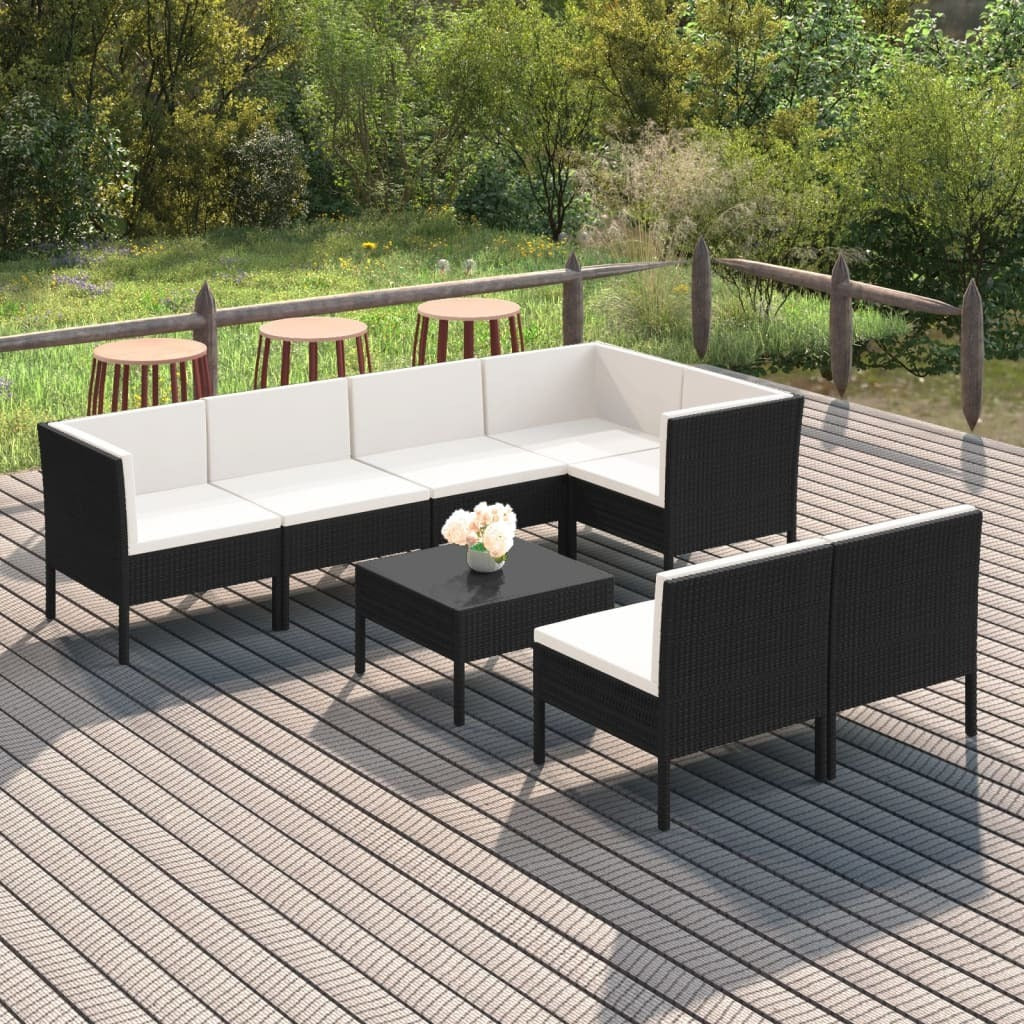 8 Piece Patio Lounge Set with Cushions Poly Rattan Brown