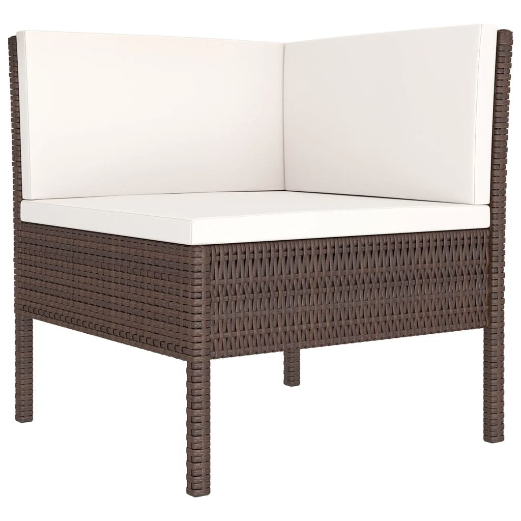 11 Piece Patio Lounge Set with Cushions Poly Rattan Brown