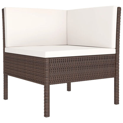 11 Piece Patio Lounge Set with Cushions Poly Rattan Brown