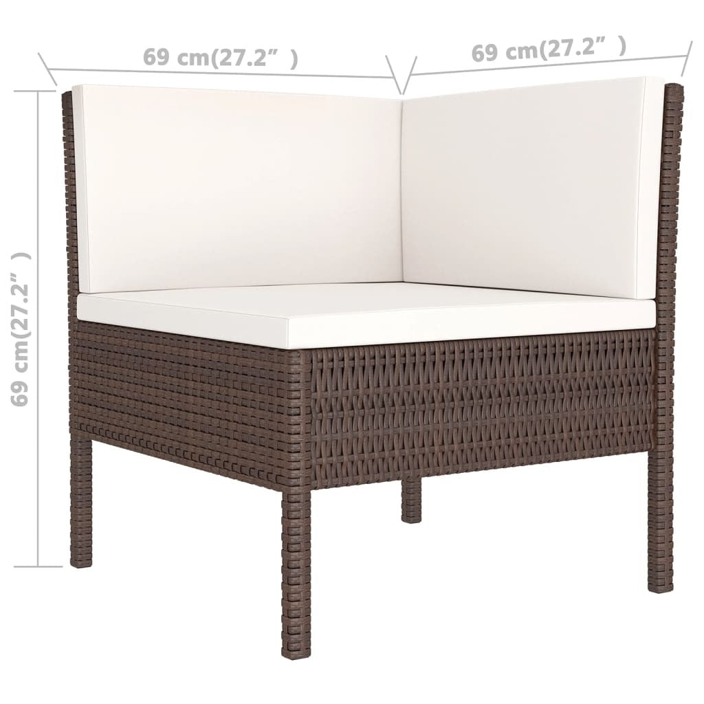 11 Piece Patio Lounge Set with Cushions Poly Rattan Brown