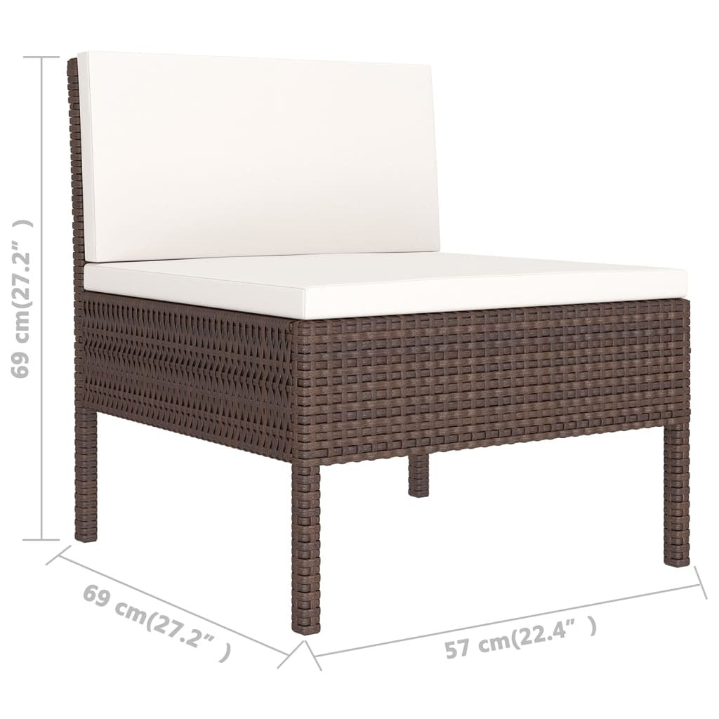 11 Piece Patio Lounge Set with Cushions Poly Rattan Brown