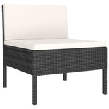 11 Piece Patio Lounge Set with Cushions Poly Rattan Black