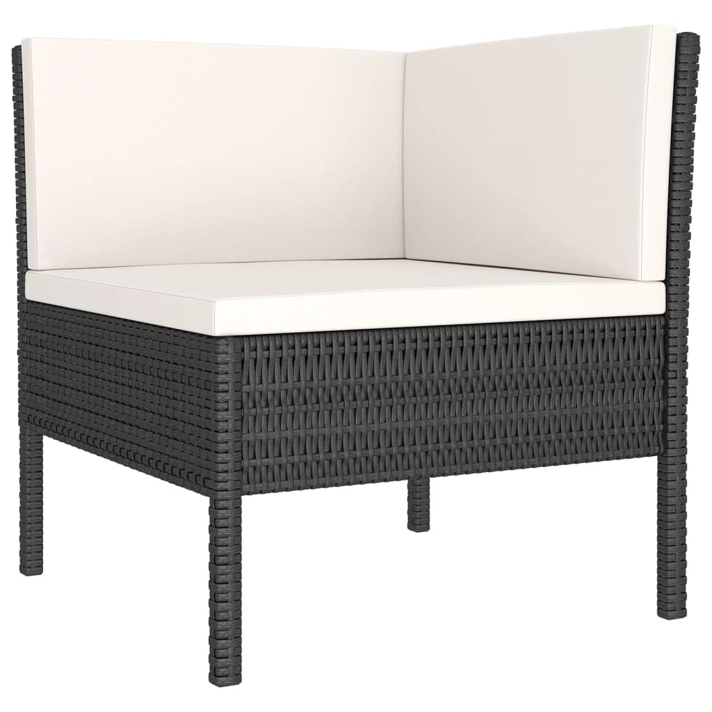 11 Piece Patio Lounge Set with Cushions Poly Rattan Black