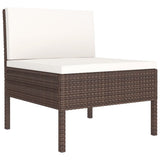 12 Piece Patio Lounge Set with Cushions Poly Rattan Brown