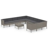 12 Piece Patio Lounge Set with Cushions Poly Rattan Gray